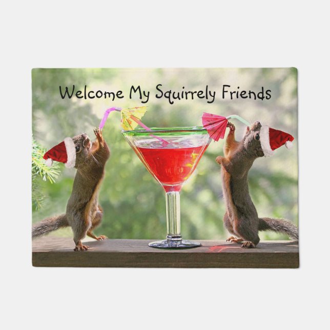 Paillasson Cocktail d'écureuil de Noël (Devant)