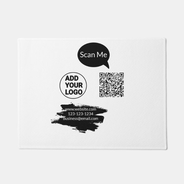 Paillasson Code QR minimal simple ajouter un logo nom de code (Devant)