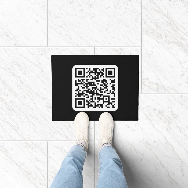 Paillasson Code QR moderne modifiable | Blanc noir ou toute c (Intérieur)