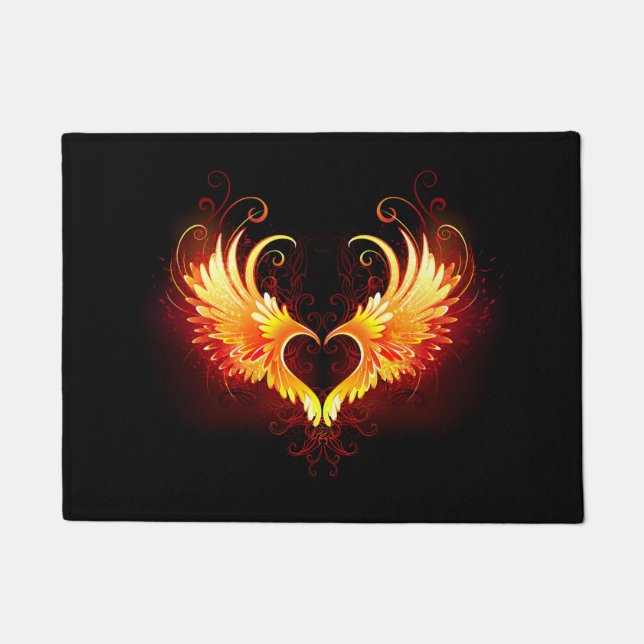 Paillasson Coeur de feu ange avec ailes (Devant)