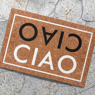 Paillasson Coeur Rustique Italien Accueil Noir Et Blanc Ciao