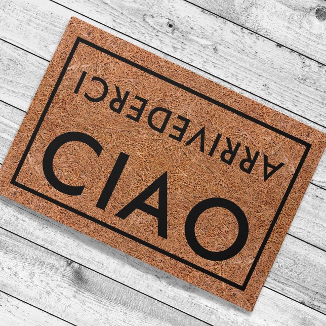 Paillasson Coeur rustique Noir Ciao Arrivederci Accueil Itali (Italian Hello Goodbye entrance door mats)