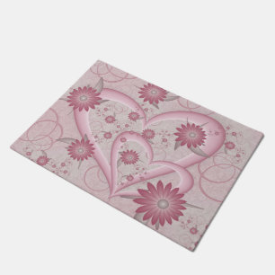 Paillasson Cœurs et fleurs abstraits roses Amour Art fractal