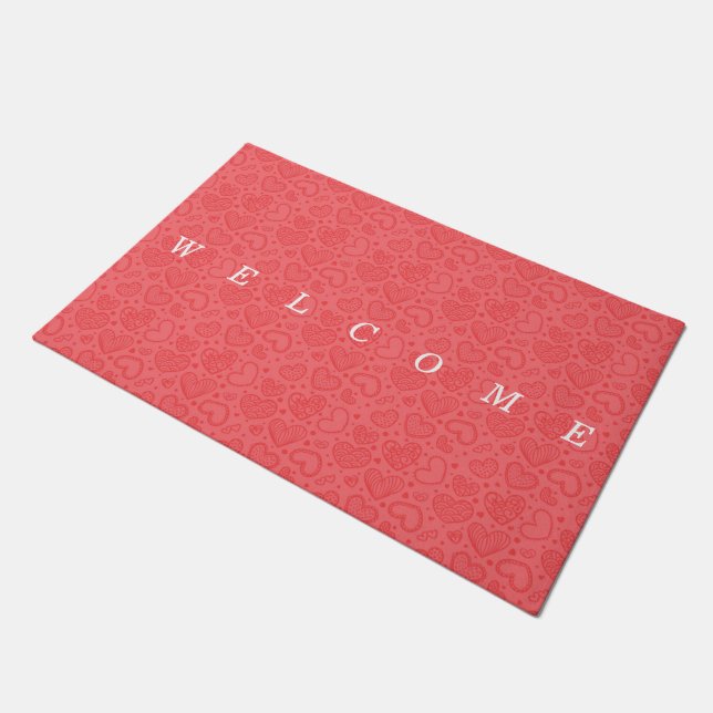Paillasson Coeurs mignons - Bienvenue (Incliné)