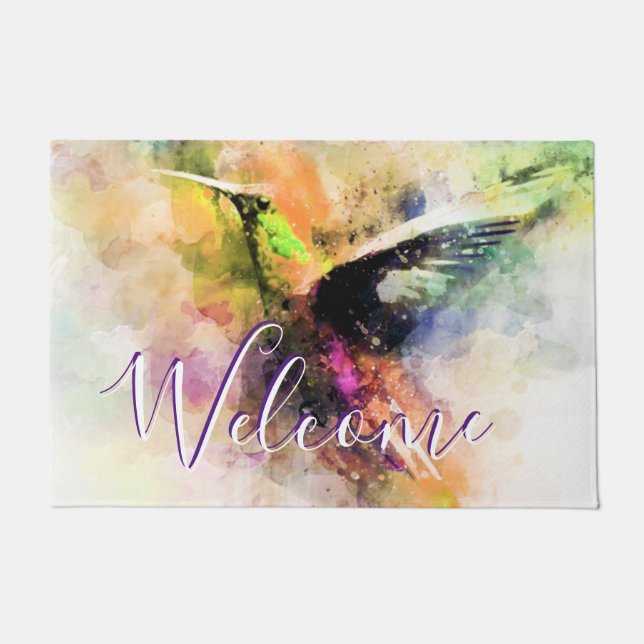 Paillasson Colibri à l'aquarelle  (Devant)