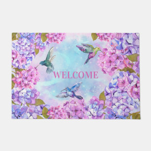 Paillasson Colibris et hydrangeas