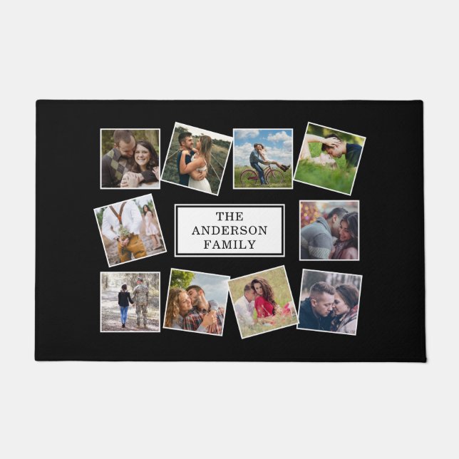 Paillasson Collage photo personnalisé noir (Devant)