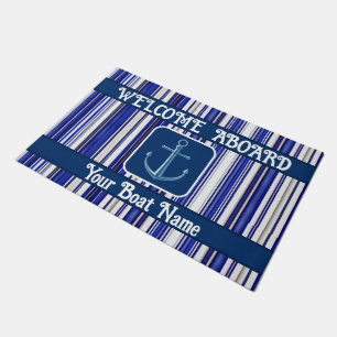 Paillasson Collection été tendance Marine Blue Boat Stripes