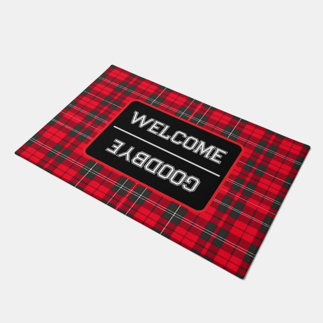 Paillasson Collection moderne Tartan Plaid Traditionnel Rouge (Incliné)