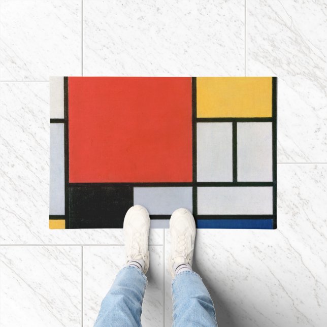 Paillasson Composition de Piet Mondrian Rouge Jaune Bleu Impr (Intérieur)
