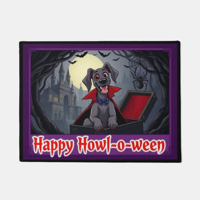 Paillasson Compter Weimaraner Joyeux Howl-o-ween (Devant)