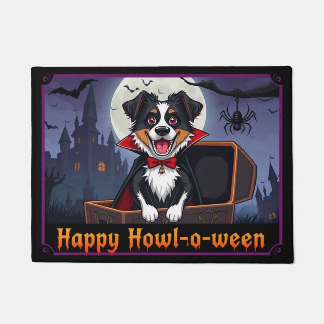 Paillasson Comptez Australian Shepherd Joyeux Howl-o-ween (Devant)