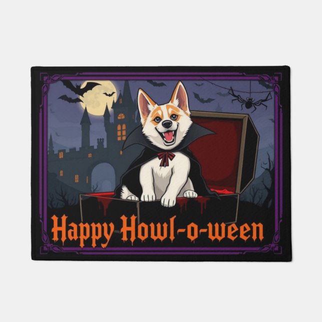 Paillasson Comte Akita Joyeux Hurlement-o-ween (Devant)