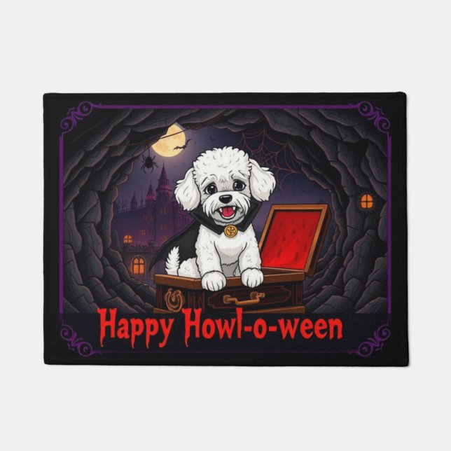 Paillasson Comte Toy Poodle Joyeux Howl-o-ween (Devant)