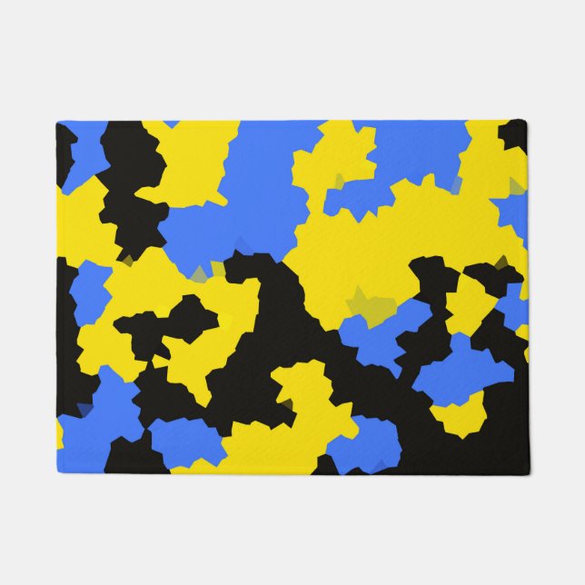 Paillasson Conception Abstraite Bleu Jaune Noir (Devant)
