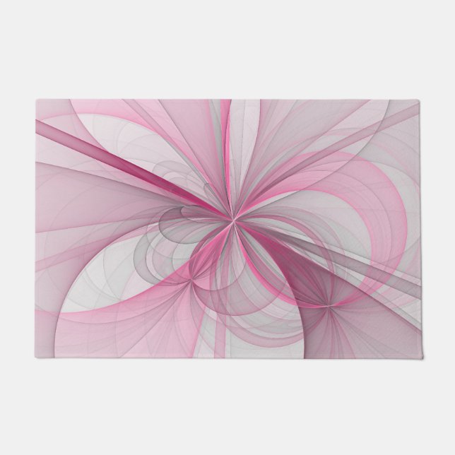 Paillasson Conception Abstraite de fractal rose pâle moderne (Devant)