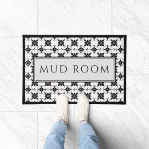 Paillasson Conception de carreaux vintage noir et blanc pour