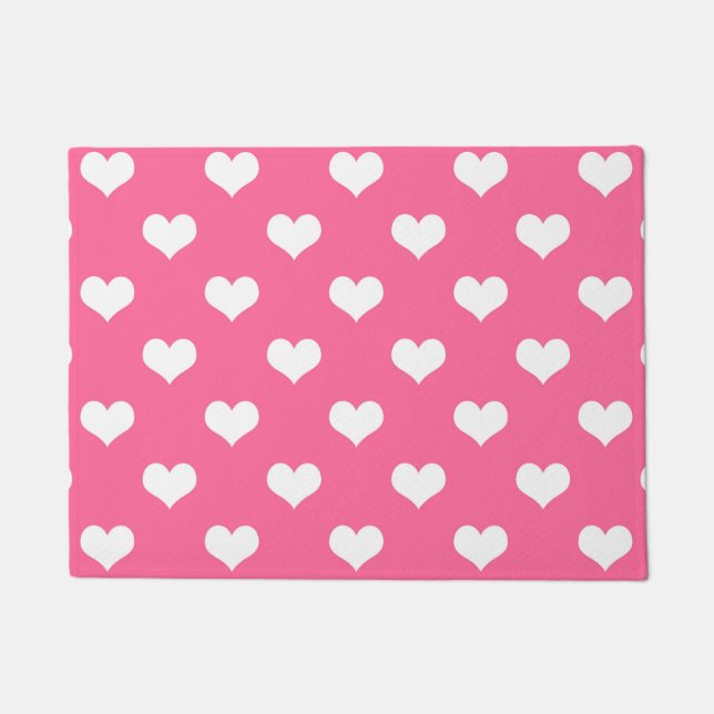 Paillasson Conception de coeurs adorables roses blancs  (Devant)