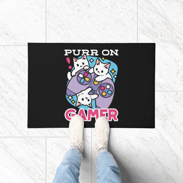 Paillasson Conception de gamer de chat - Purr sur Gamer Joyst (Intérieur)