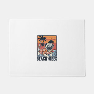 Paillasson Conception de gravure vintage pug ambiance plage_1