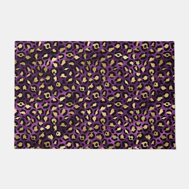 Paillasson Conception de la série Leopard violet et or 1 (Devant)