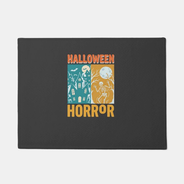 Paillasson Conception de maison hantée Halloween Lune squelet (Devant)