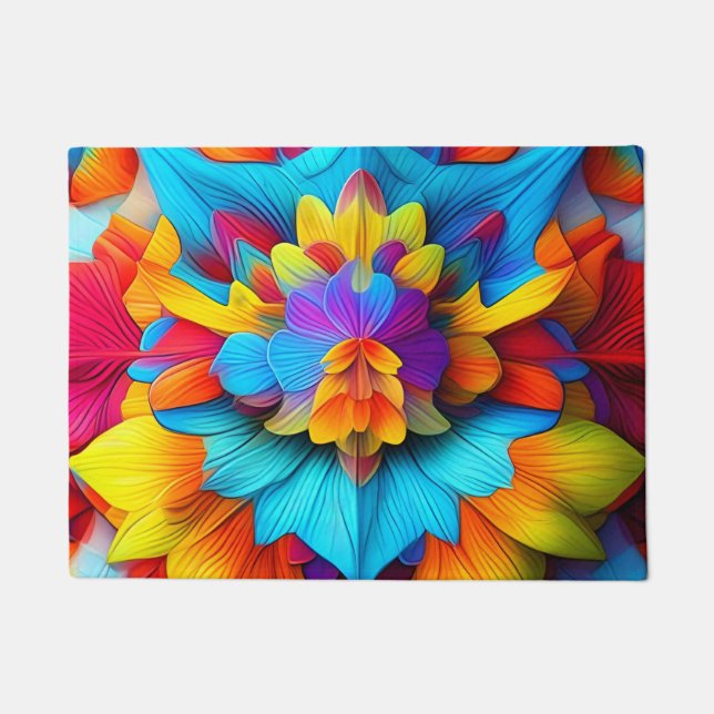 Paillasson Conception de Mandala Florale colorée (Devant)