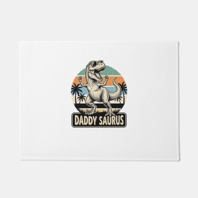 Paillasson Conception de t-shirt de dinosaure rétro Daddy Sau (Devant)