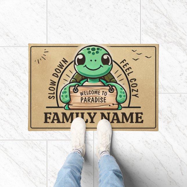 Paillasson Conception de tortue personnalisable pour les fami (Intérieur)