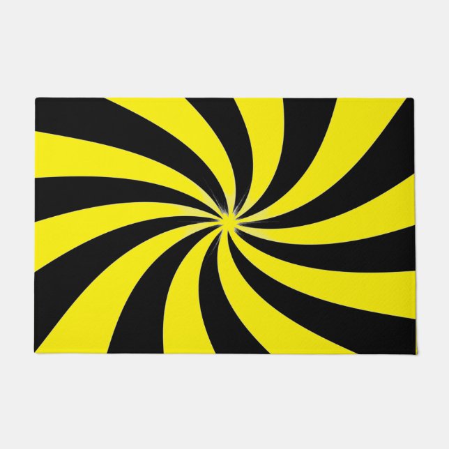 Paillasson Conception de tourbillon jaune et noir (Devant)