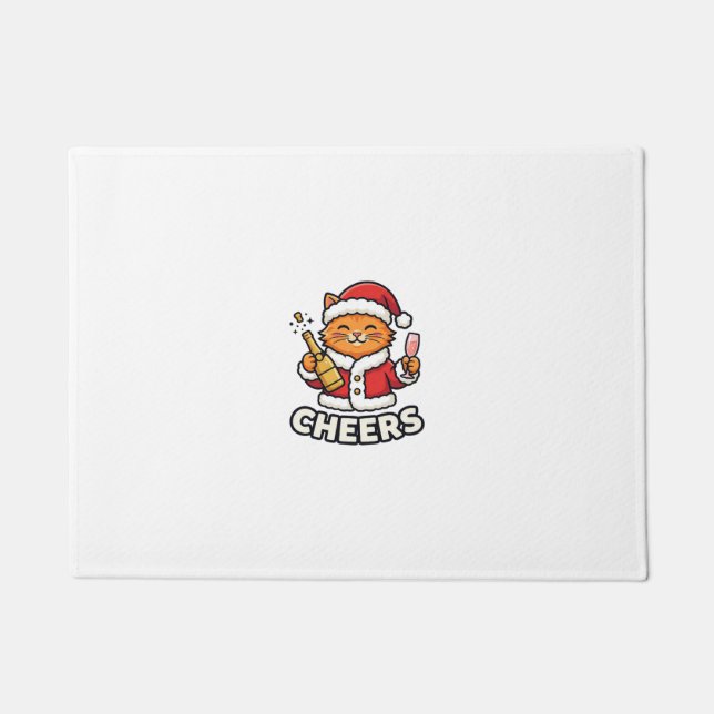 Paillasson Conception de vecteur de chat de Noël Cheers (Devant)