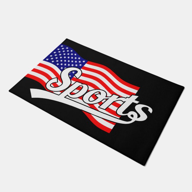 Paillasson Conception du texte : SPORTS blanc & USA Drapeau (Incliné)