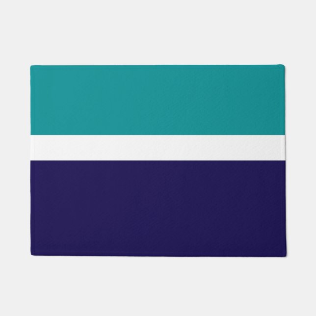 Paillasson Conception turquoise de blocs de couleur bleu blan (Devant)