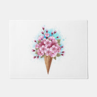 Cône rose Sakura crème glacée gaufre