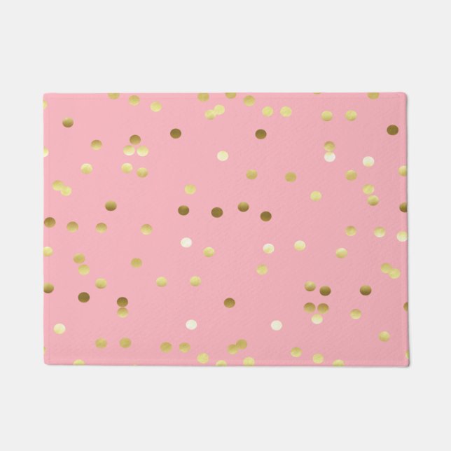Paillasson Confettis chics de feuille d'or rose-clair (Devant)