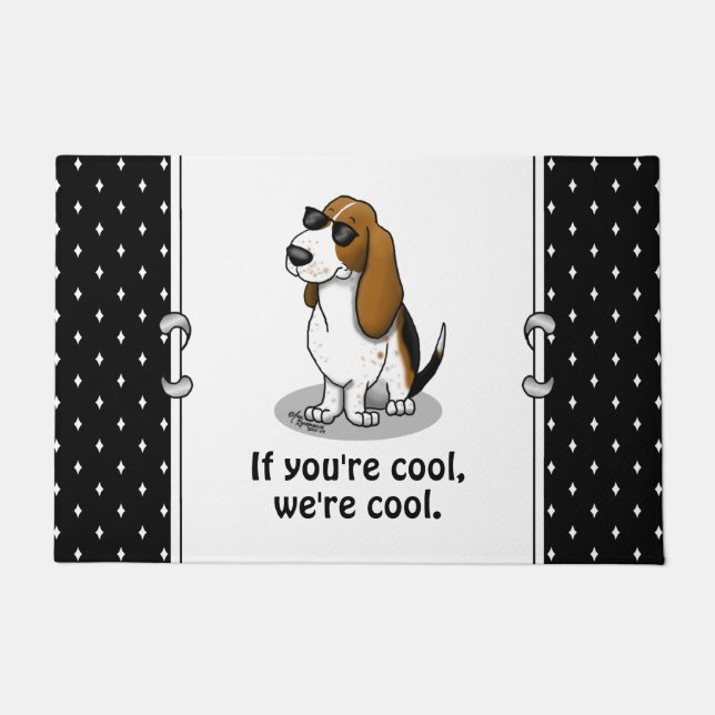 Paillasson Cool Basset Hound chien et lunettes de soleil (tri (Devant)