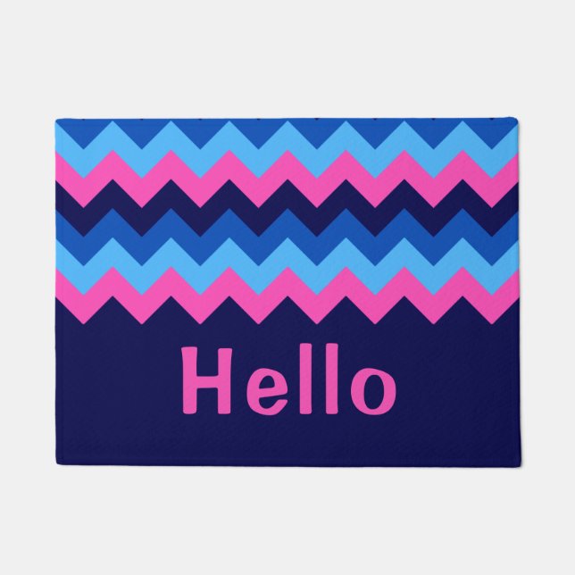 Paillasson Cool bleu rose Chevron Monogram mat (Devant)