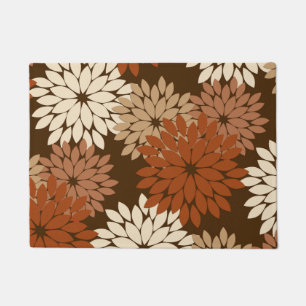 Paillasson Copie florale moderne de kimono, brun foncé et Ta
