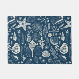 Paillasson Coques de mer sur bleu foncé