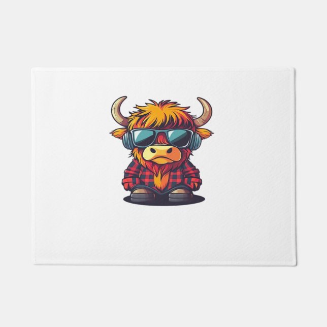 Paillasson Coquette Highland Cow Bubblegum Tshirt Design, Hol (Devant)