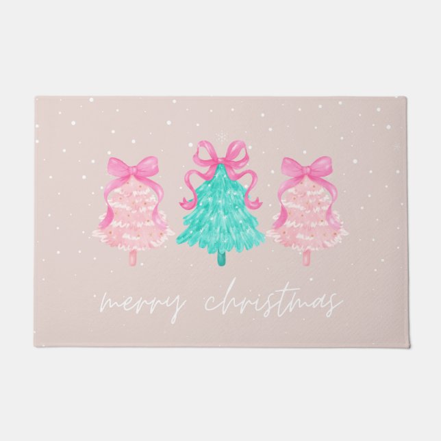 Paillasson Coquette Rose Joyeux Mat de Noël (Devant)