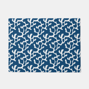 Paillasson Corail Abstrait bleu et blanc Motif répétitif