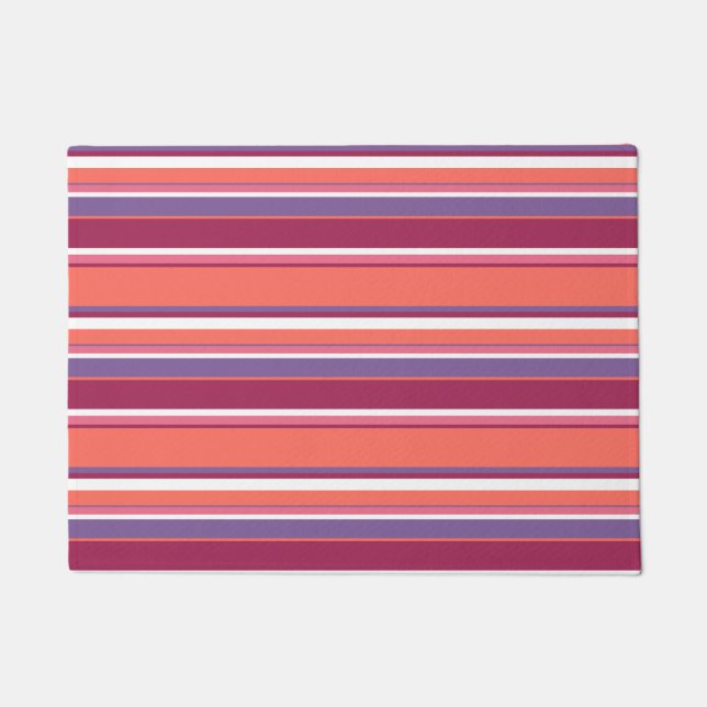 Paillasson Corail vivant, bandes rouge et violet (Devant)