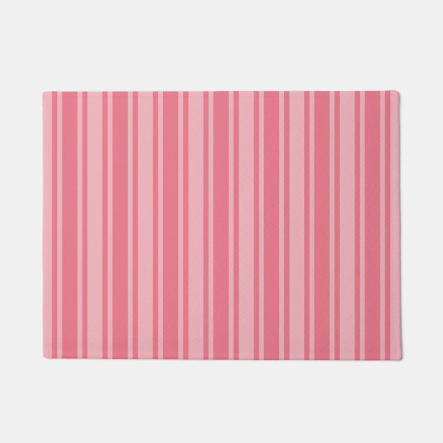 Paillasson Coral rose bonbons rayures (Devant)