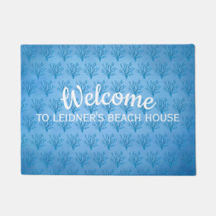Paillasson Coraux bleu marine motif sur bleu