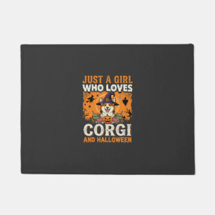 Paillasson Corgi Halloween Sorcière Fille Horreur Vintage