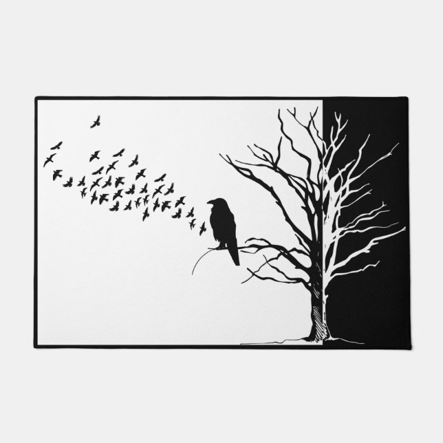 Paillasson Corneille des oiseaux noirs ou ravis (Devant)
