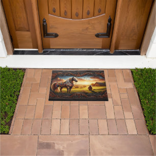 Paillasson Corse en cuir Ranch Ornate Horse Doormat