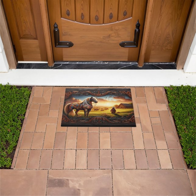 Paillasson Corse en cuir Ranch Ornate Horse Doormat (De plein air)