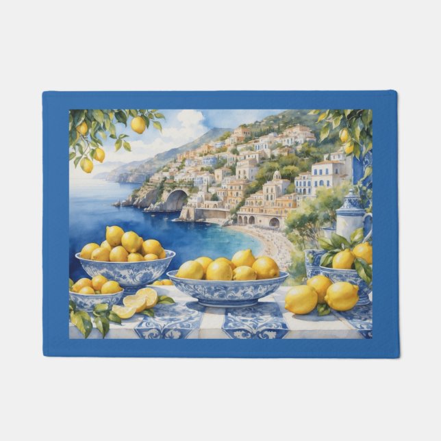 Paillasson Côte d'Amalfi Citron bleu Italie (Devant)